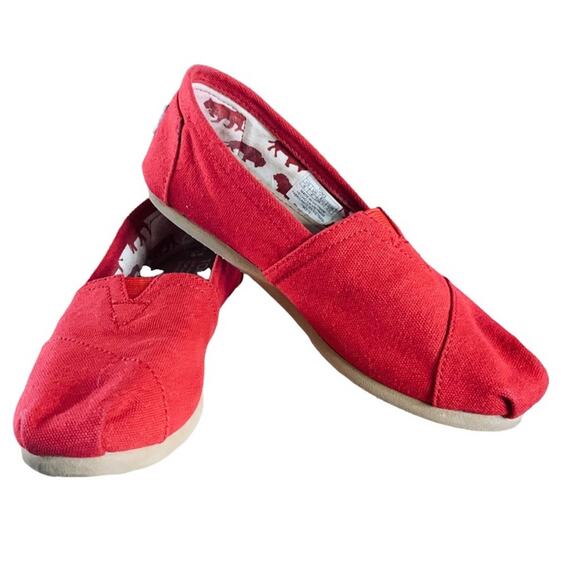 Toms shoes flats canvas red size 8 washable - Picture 1 of 6